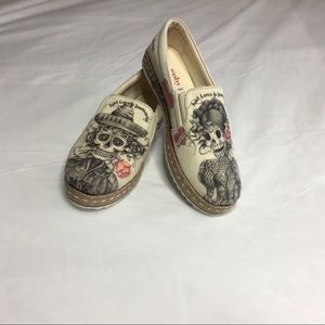 Goby Sugar Skull Printed Slip On